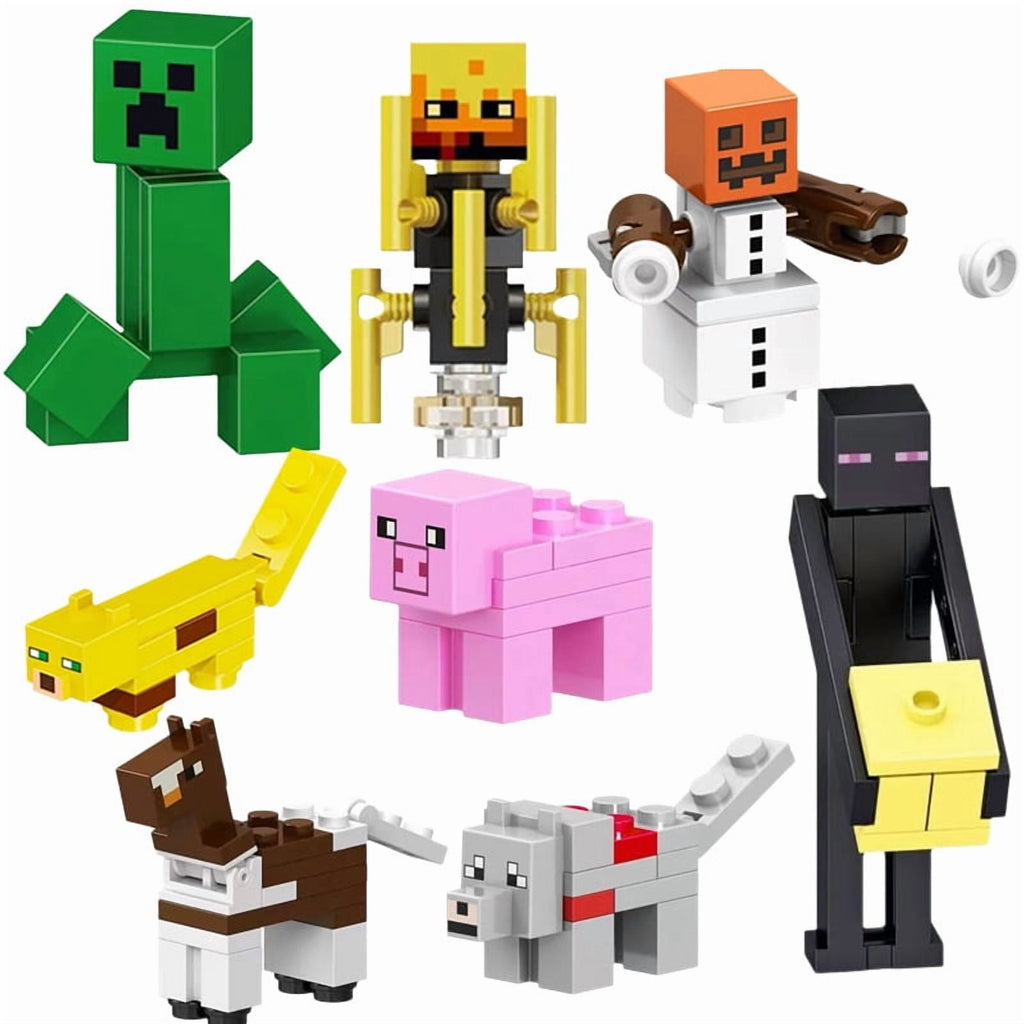 30PCS Minecraft Action Figures Set – 1.77" Mini Figure Playset with Steve, Creeper, Diamond, Wolf & Accessories
