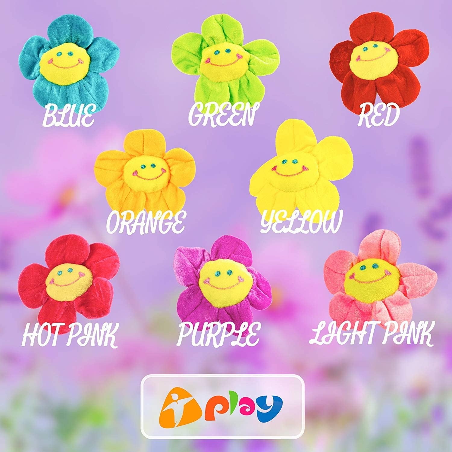Colorful Plush Flower Bouquet – 11.5" Smiley Face Daisy & Sunflower Plush Toys with Bendable Stems for Kids & Toddlers