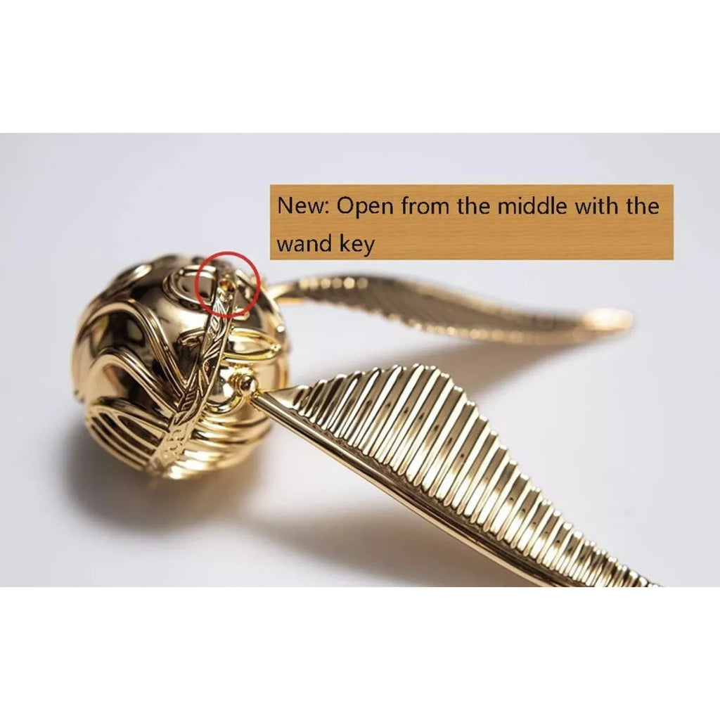 Golden Snitch Wings Jewelry Ring Box – Brass Wedding Proposal Box, 1.5" Square Gift Case