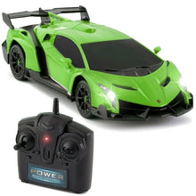 1:24 Scale RC Lamborghini Veneno – Light Green Remote Control Car with LED Lights, Shock Suspension & 2.4GHz Controller