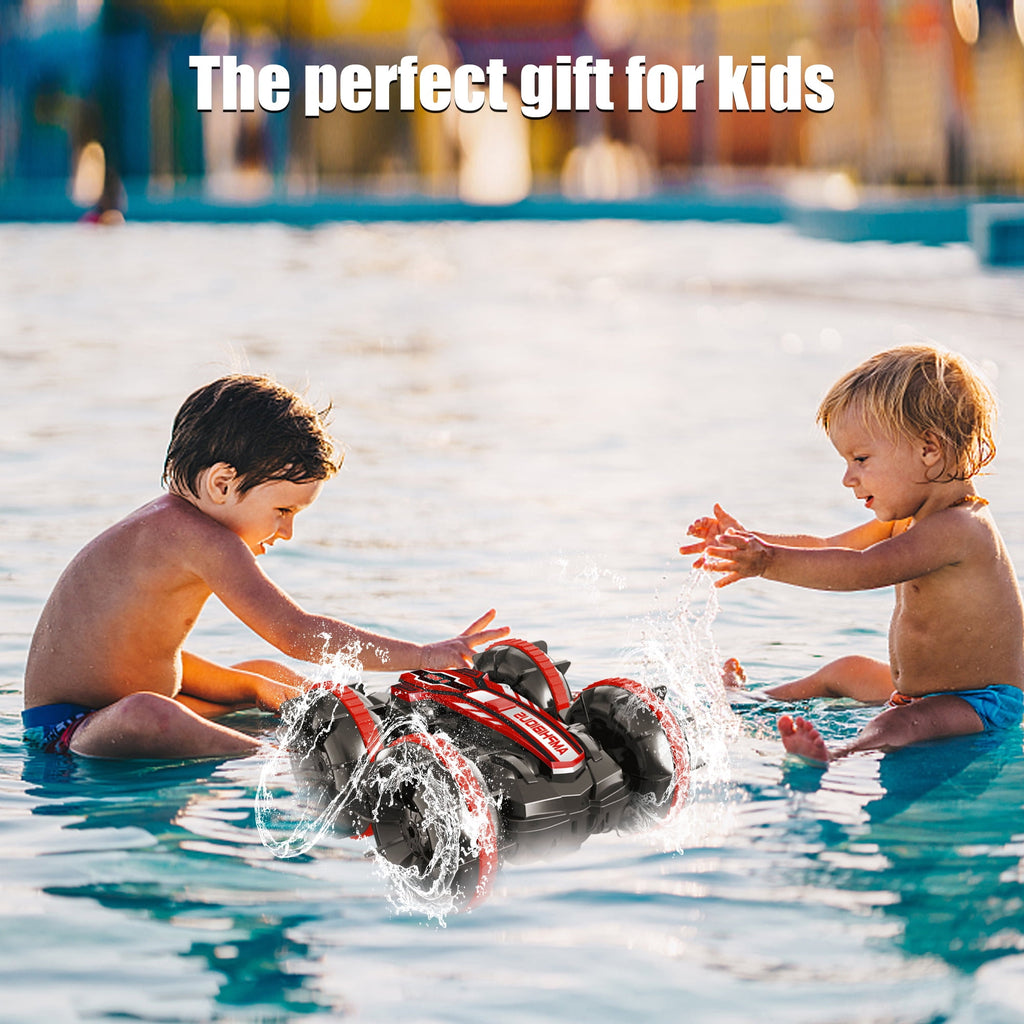Remote Control Amphibious Car – 2.4GHz 4WD Waterproof Stunt RC Car & Boat for Kids Ages 3+