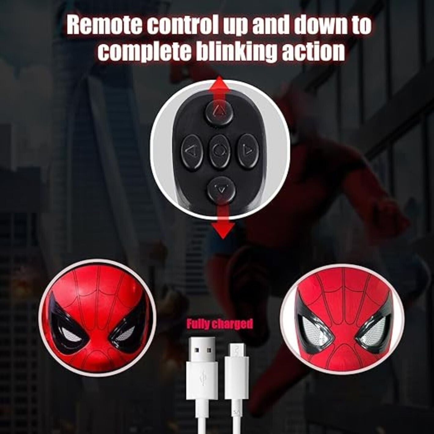 Spider-Man 1:1 Wearable Mask – Remote Control Blinking Eyes Collectible