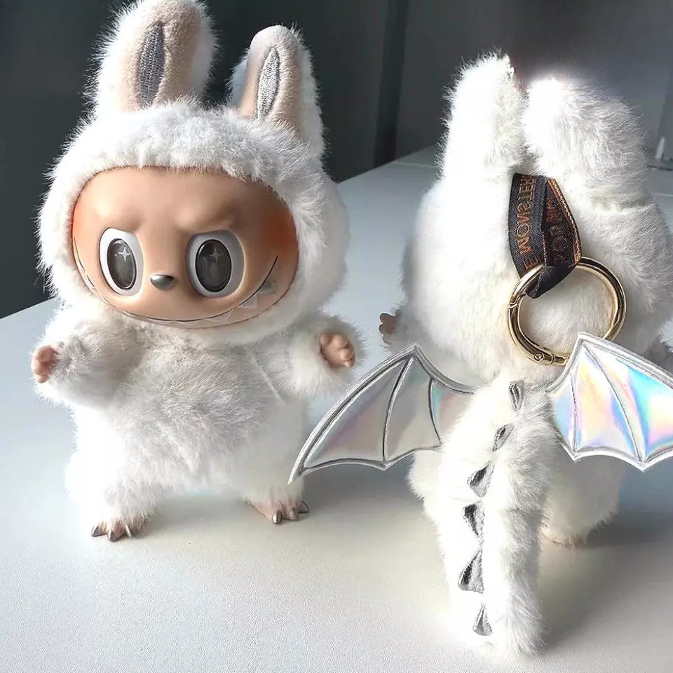 POP MART 2025 Labubu Zimomo Little Angel in Clouds Keychain – 6.7" Vinyl Plush Doll Toy, Monsters Series Collectible (Dupe)