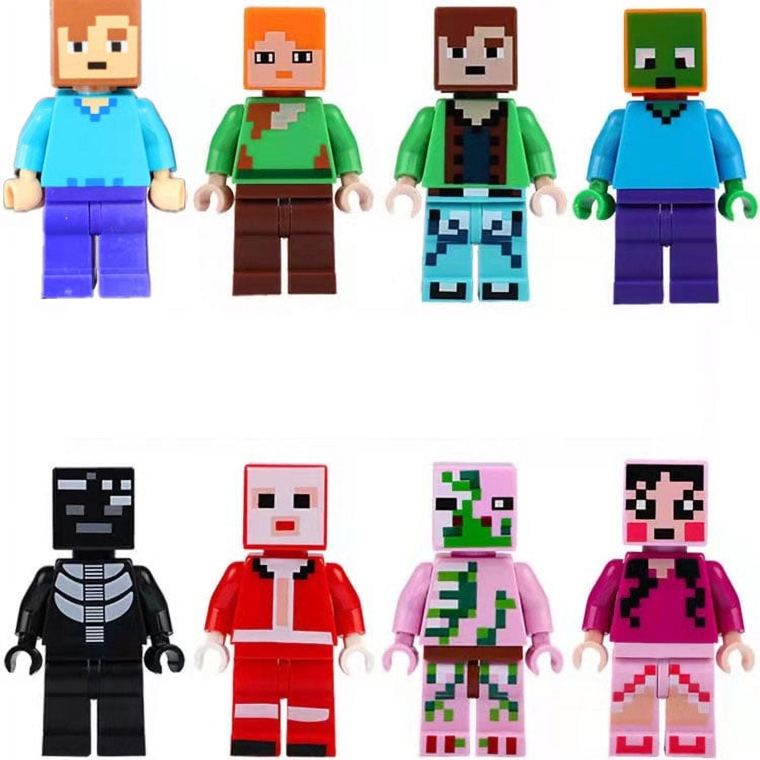 30PCS Minecraft Action Figures Set – 1.77" Mini Figure Playset with Steve, Creeper, Diamond, Wolf & Accessories