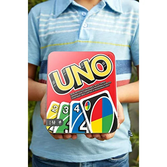 UNO Family Card Game by Mattel – Classic 112-Card Tin Edition, Fun for Kids & Adults, Ages 7+