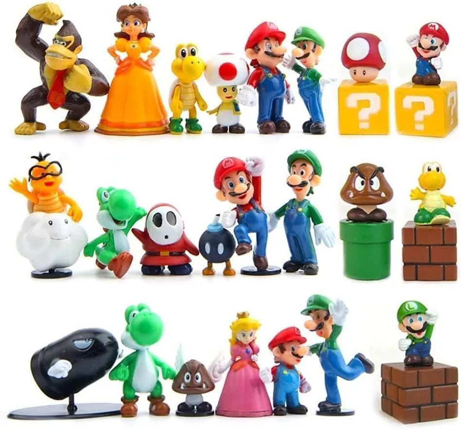 28PCS Super Mario Bros Mini Action Figures Set – Collectible Toys with Mario, Princess, Mushroom & More