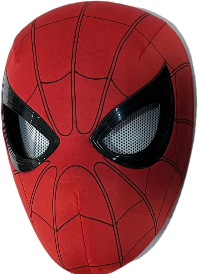 Spider-Man Hero Mask – Full Face Costume Mask with Chin-Controlled Blinking Eyes for Kids & Adults