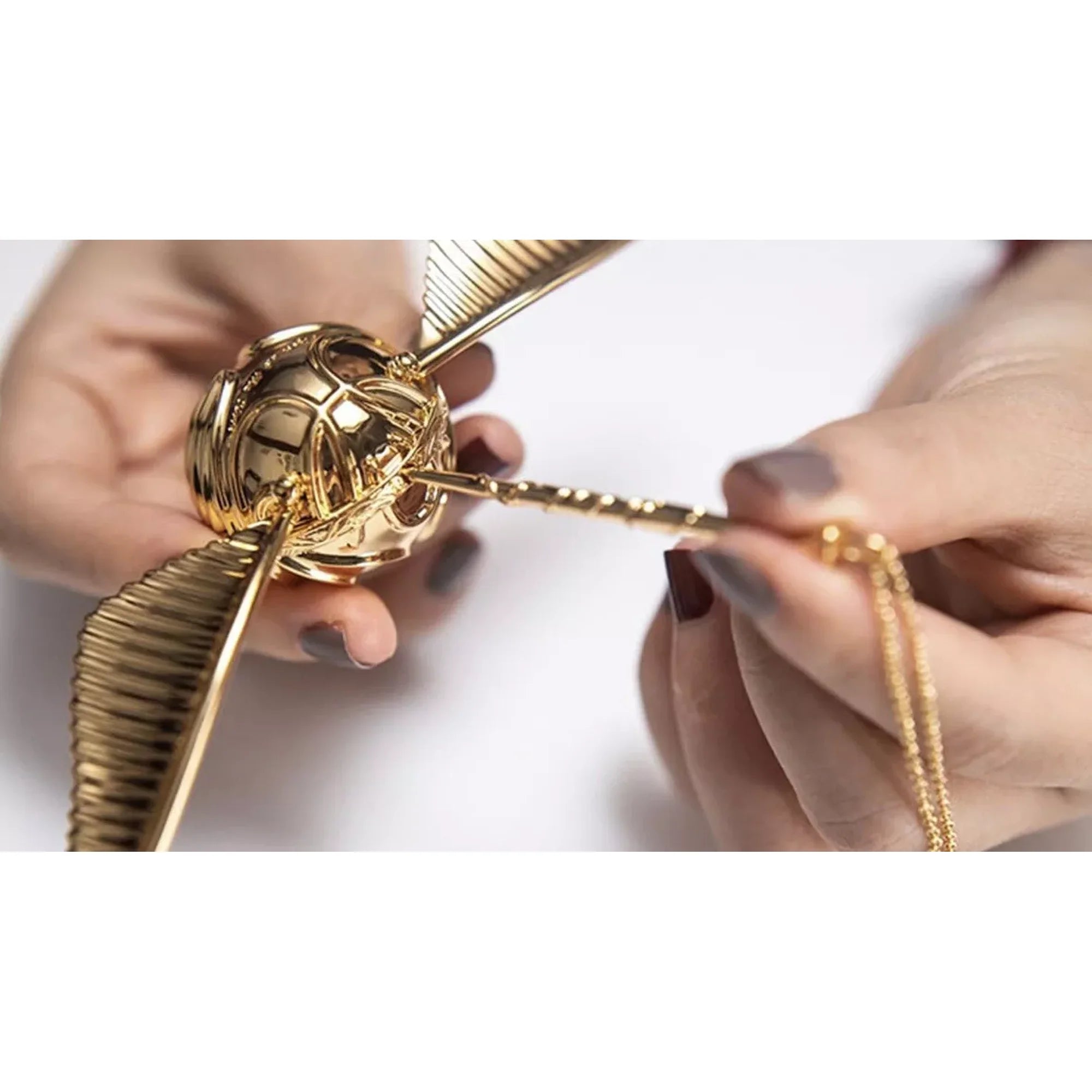 Golden Snitch Wings Jewelry Ring Box – Brass Wedding Proposal Box, 1.5" Square Gift Case