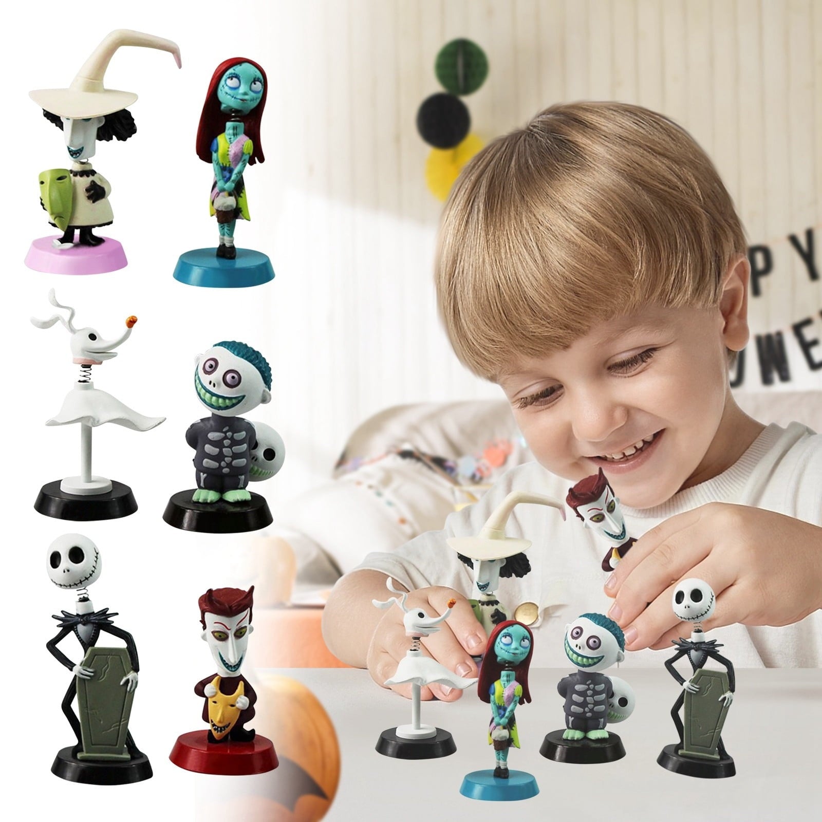 6PCS Nightmare Before Christmas Figure Set – Jack Skellington Halloween Collectible Model Toys