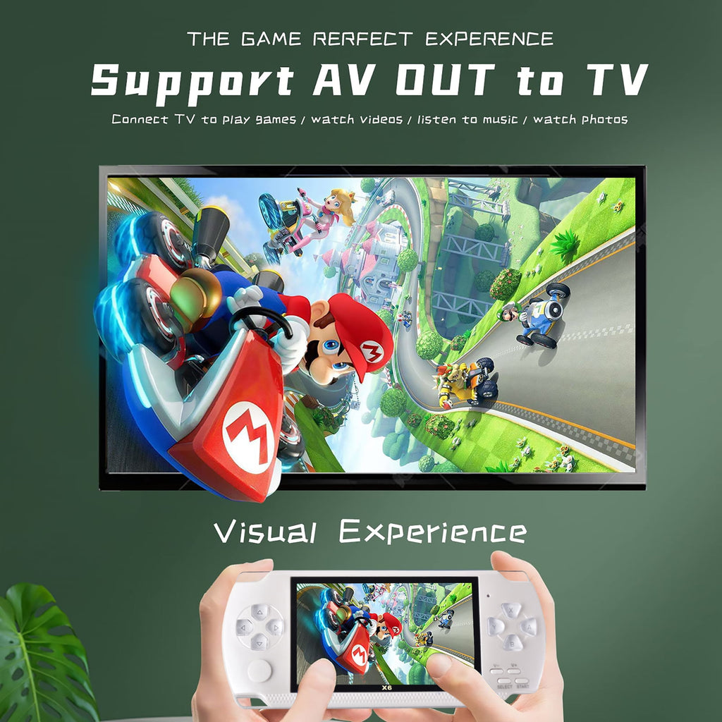 PSP Handheld Game Machine X6 – 4.3" HD Screen, 8GB Storage, Built-in 10,000+ Games (White)