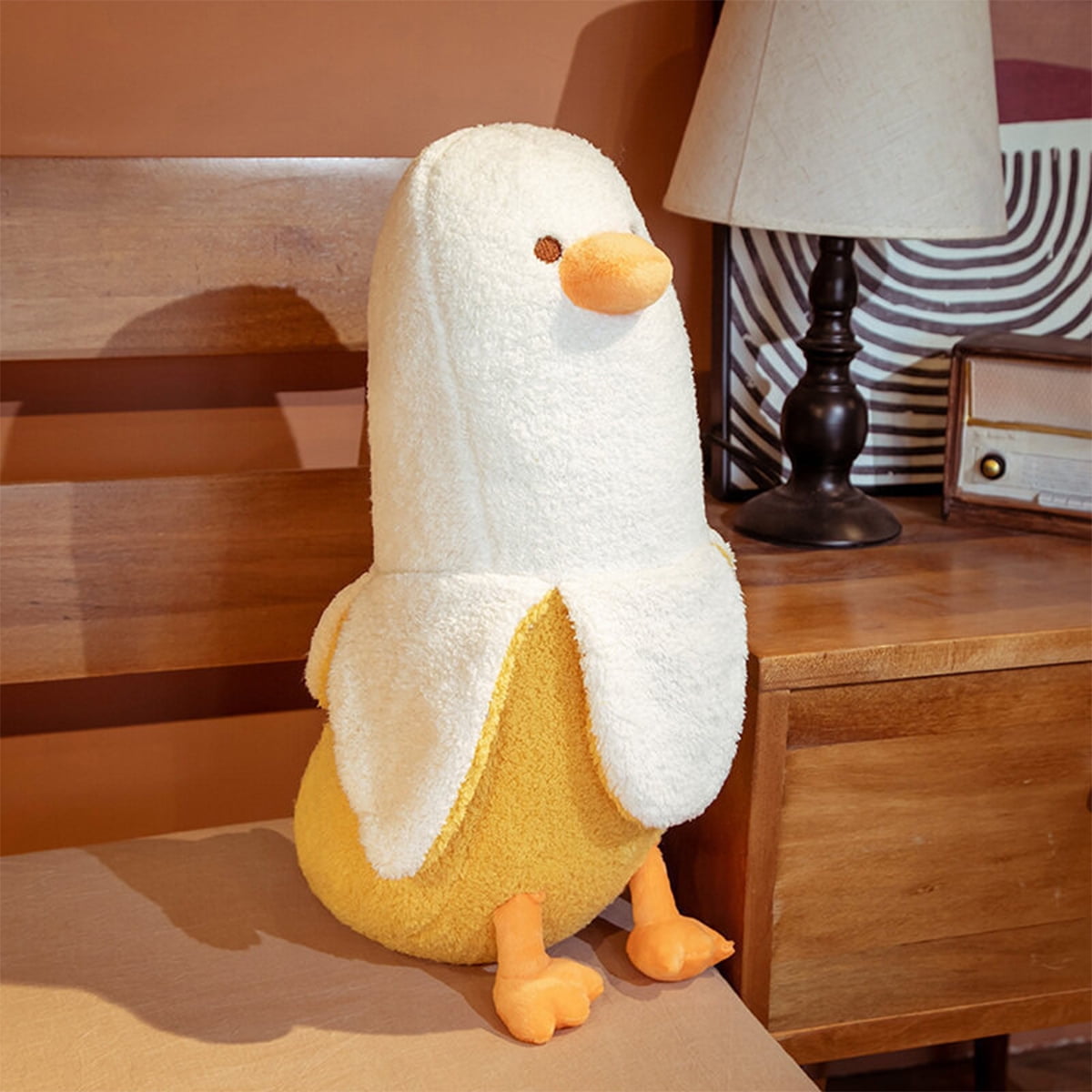 Banana Duck Plush Toy – 12" Soft Fluffy Stuffed Animal Pillow for Kids & Cute Home Décor Gift