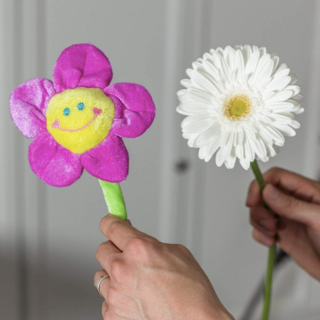 Colorful Plush Flower Bouquet – 11.5" Smiley Face Daisy & Sunflower Plush Toys with Bendable Stems for Kids & Toddlers