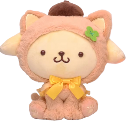 4PCS Sanrio Plush Toy Set – 9" Hello Kitty, Kuromi, Cinnamoroll & My Melody Plush Pillows (Grey, Light Yellow, Purple & Pink)