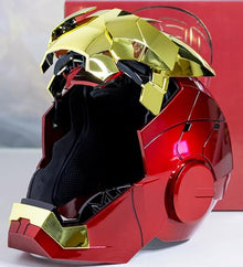 Iron-Man Mark 5 Electronic Helmet – 1:1 Scale Gold Mask with LED Lights & Sound Effects