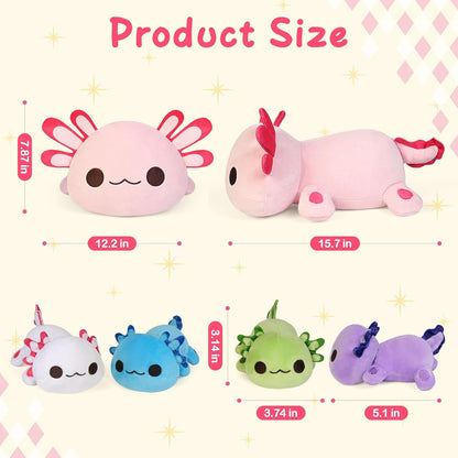 Axolotl Plush Toy Set – 15.7" Mommy Axolotl with 4 Baby Plushies (5.1"), Stuffed Animals for Kids Ages 3+