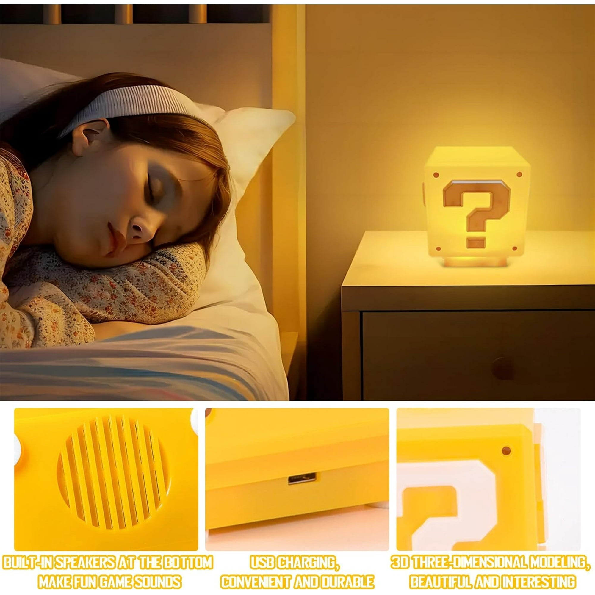 Super Mario Bros Question Block Night Light – LED Lamp Inspired by Nintendo Movies & Games