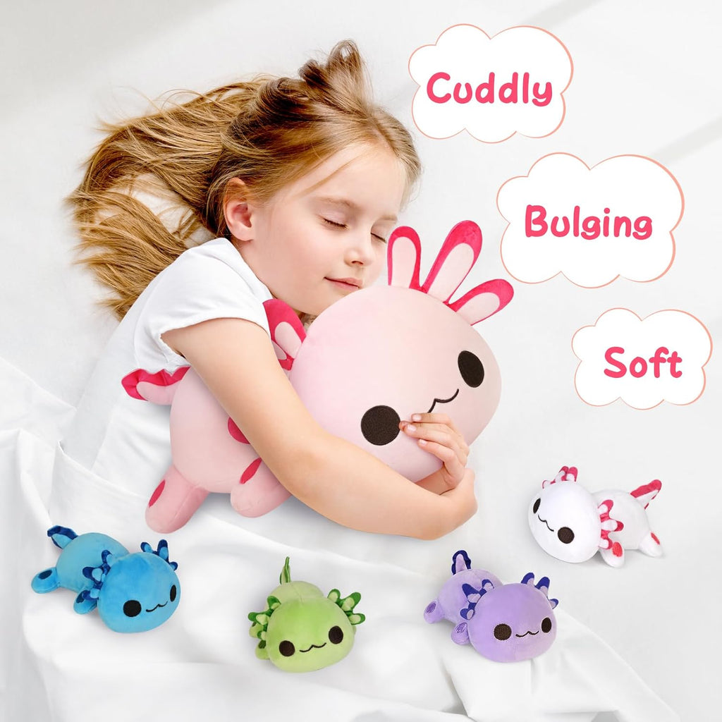 Axolotl Plush Toy Set – 15.7" Mommy Axolotl with 4 Baby Plushies (5.1"), Stuffed Animals for Kids Ages 3+