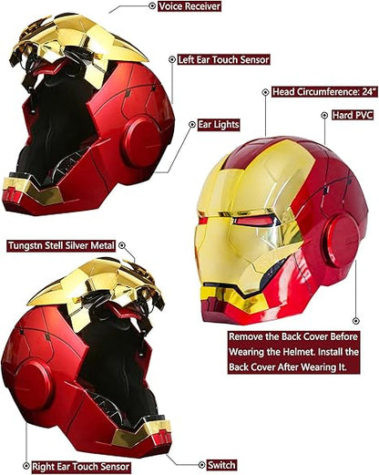 Iron-Man Mark 5 Electronic Helmet – 1:1 Scale Gold Mask with LED Lights & Sound Effects