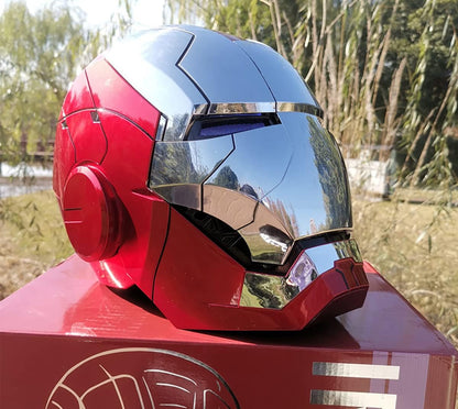 Iron Man Mark 5 Helmet (Silver) – 1:1 Scale Collectible Mask with LED Lights & Sound Effects