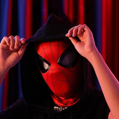 Spider-Man Hero Mask – Full Face Costume Mask with Chin-Controlled Blinking Eyes for Kids & Adults