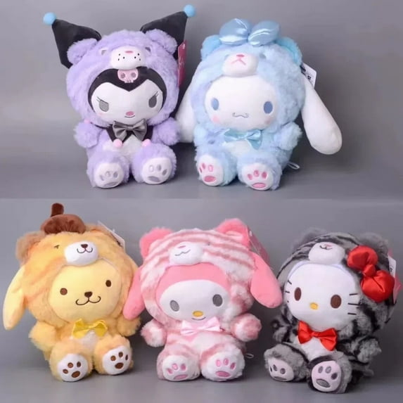 5PCS Sanrio Plush Toy Set – 8" Hello Kitty, Kuromi, Cinnamoroll & My Melody Plush Dolls for Girls & Fans