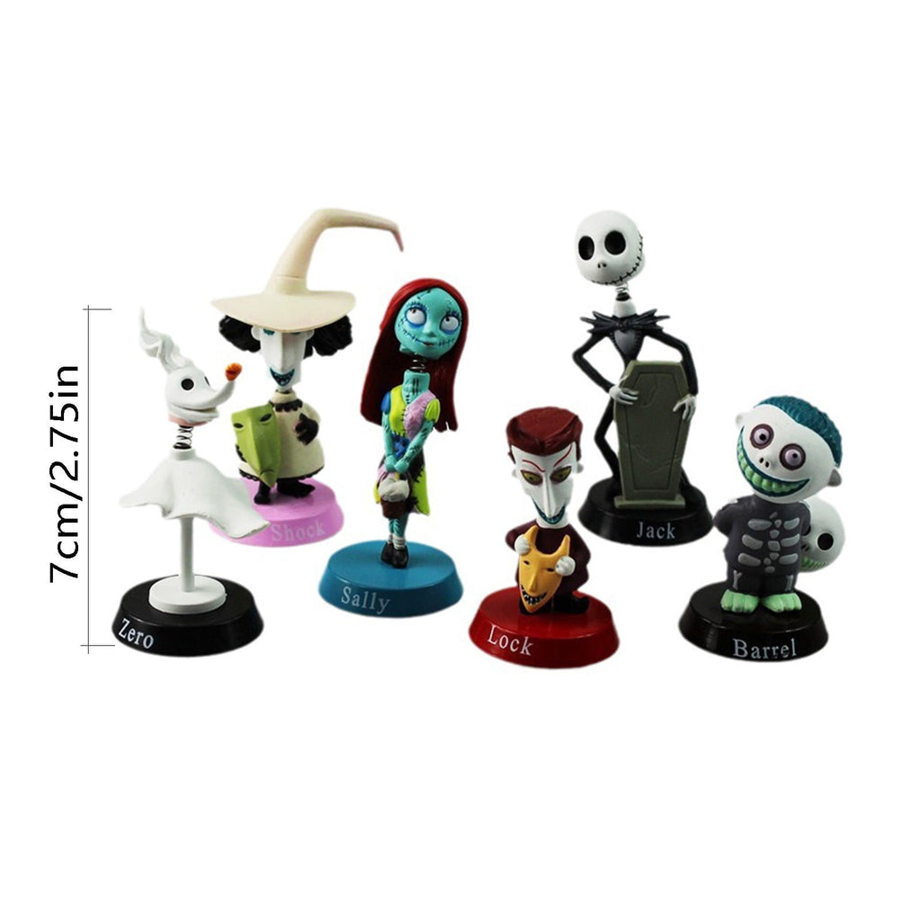 6PCS Nightmare Before Christmas Figure Set – Jack Skellington Halloween Collectible Model Toys