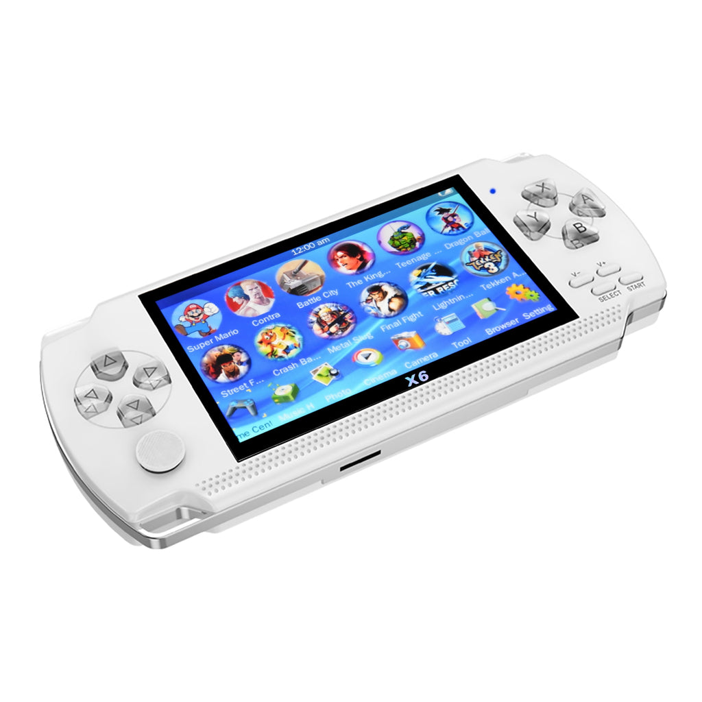 PSP Handheld Game Machine X6 – 4.3" HD Screen, 8GB Storage, Built-in 10,000+ Games (White)