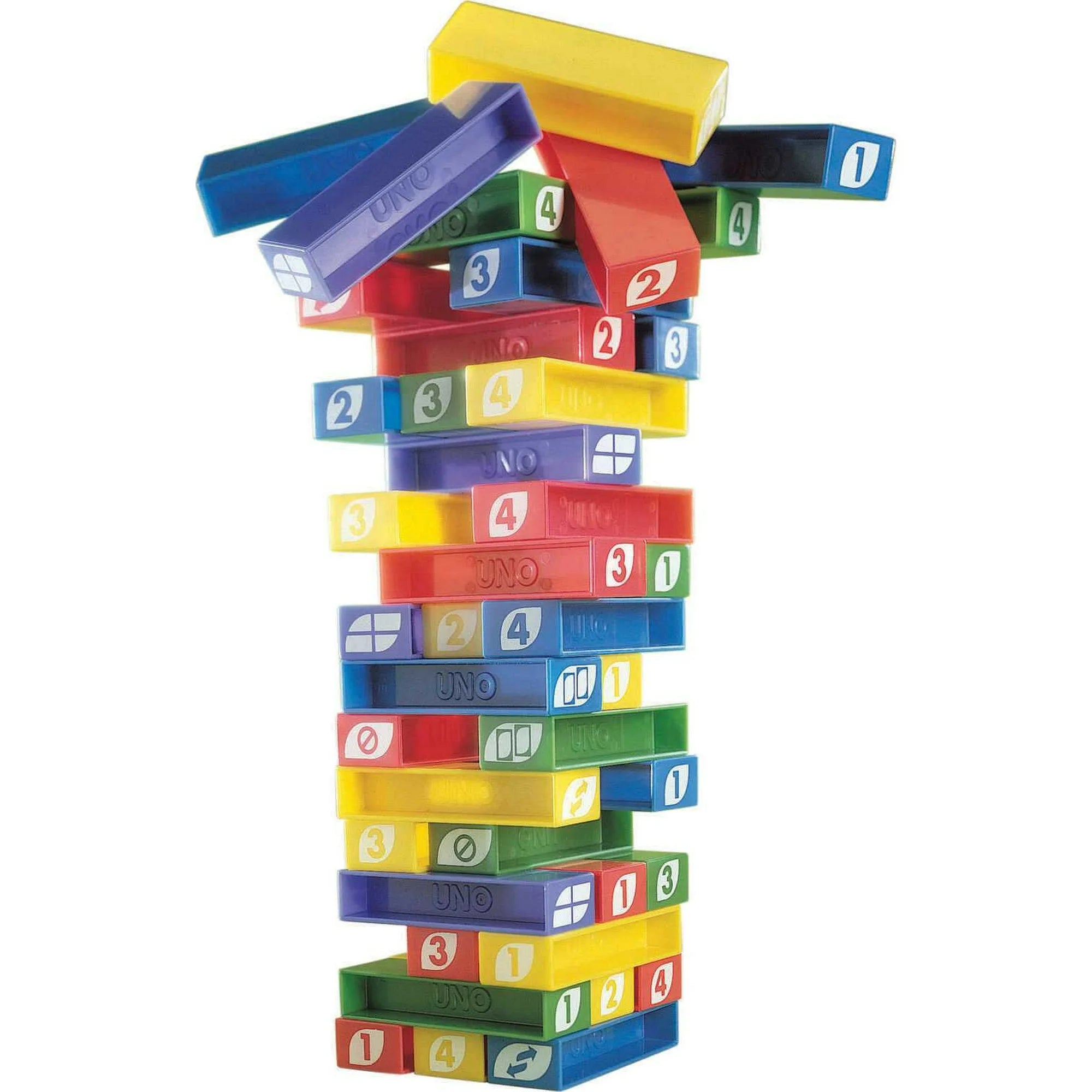 UNO Stacko Kids Stacking Game 12" – Family Fun Block Game with 45 Colorful Sticks, Matching & Strategy Play