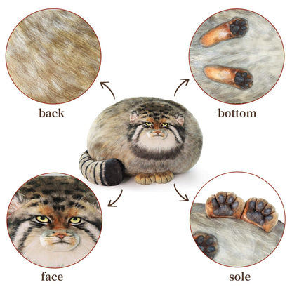 Steppe Cat Plush 12-Inch Stuffed Animal - Pallas Cat Plush Pillow, Soft Plush Toy for Girls & Boys, Cute Throw Pillow Doll Gift for Kids, Christmas Party Decoration