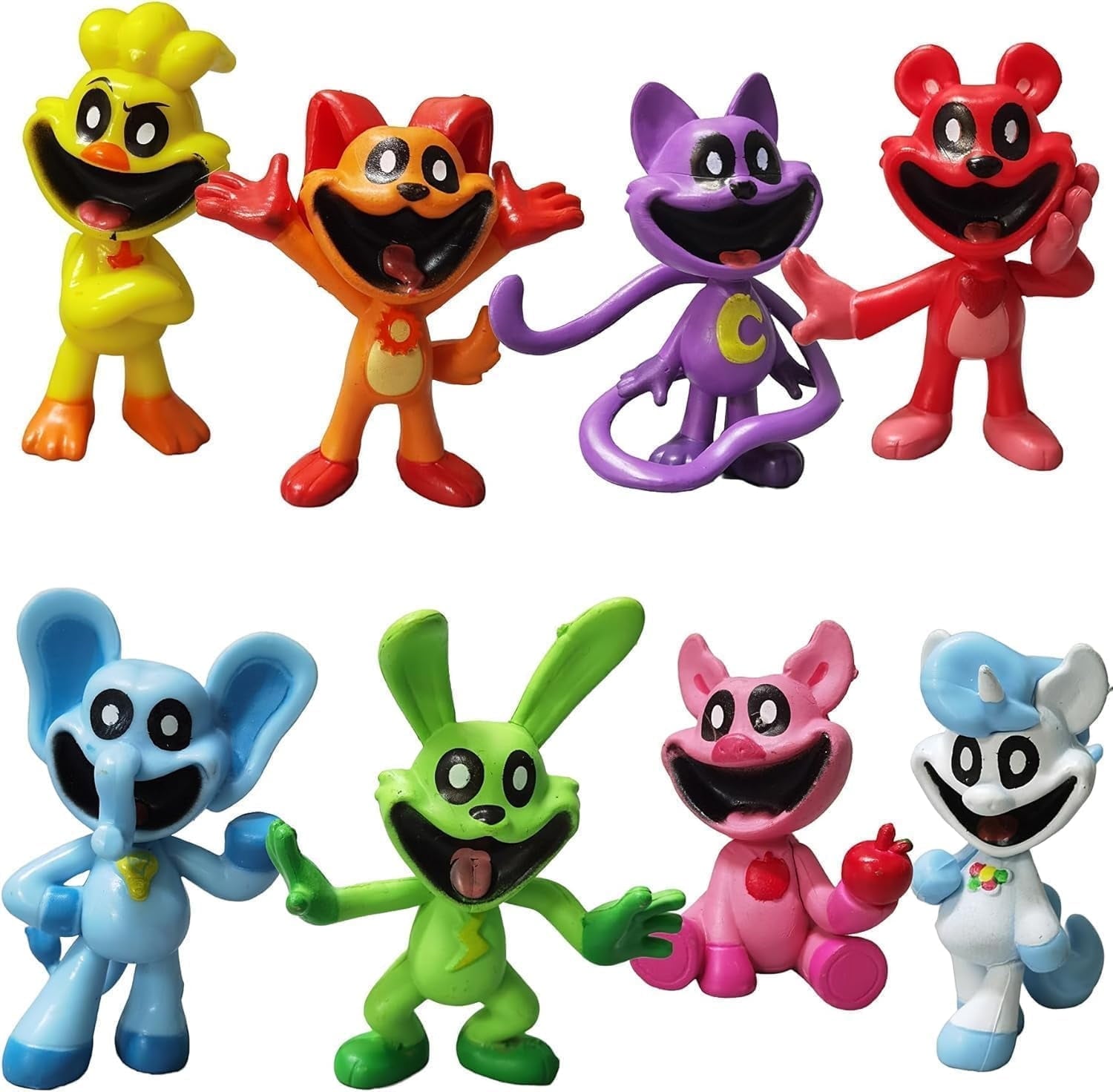 Cartoon action figures Smiling Critters Toys Collectibles Smiling Critters Figures Cake Toppers Party Great Gifts for Kids' Birthday Party,Halloween,and Christmas.(8Pcs)