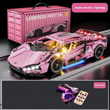 Cyberpunk Starry Sky RC Car Building Block Set – 800+ Pieces Remote Control Toy with LED Lights, Pink LEGO-Compatible Model