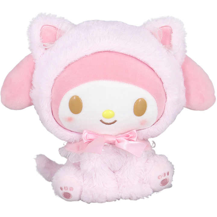 4PCS Sanrio Plush Toy Set – 9" Hello Kitty, Kuromi, Cinnamoroll & My Melody Plush Pillows (Grey, Light Yellow, Purple & Pink)