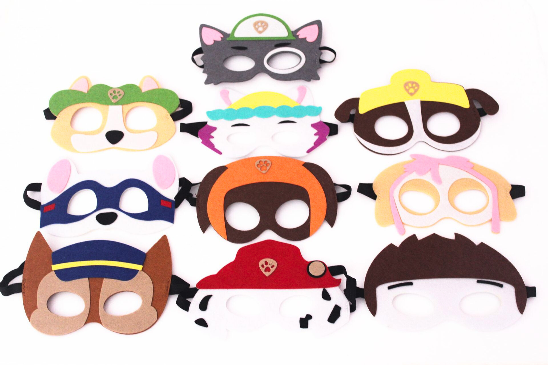 10-Pack Paw Style-Inspired Felt Dog Masks for Kids – Cartoon Eye Masks ...