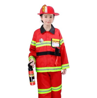 Kids Firefighter Role Play Costume – Halloween Dress-Up Outfit (Size S)