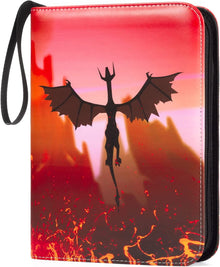Trading Card Holder – Charizard Fly Design | 4-Pocket Binder with 50 Sleeves Fits 400 Cards | Waterproof Portable Storage Album