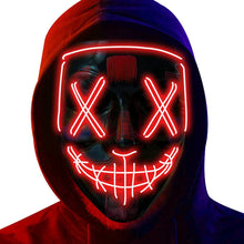 LED Halloween Mask – Red Glowing EL Wire Light Up Scary Face Mask for Cosplay, Festivals & Costume Parties