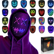 LED Gesture Sensing Mask – Rechargeable Light-Up Glow Mask for Halloween, Cosplay & Costume Parties (Kids & Adults)