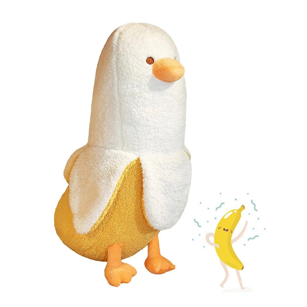 Banana Duck Plush Toy – 12" Soft Fluffy Stuffed Animal Pillow for Kids & Cute Home Décor Gift