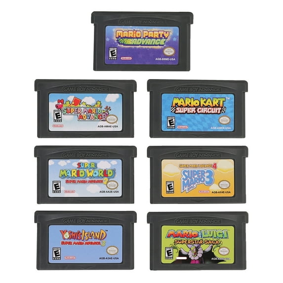 Super Mario GBA Game Set – 7 Pack Game Boy Advance Cartridges (Mario, Luigi, Yoshi’s Island Series) for NDSL, GBM & GBA SP