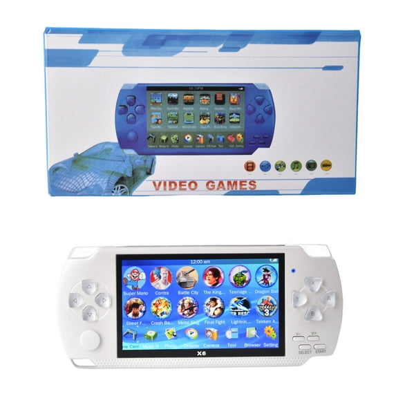 PSP Handheld Game Machine X6 – 4.3" HD Screen, 8GB Storage, Built-in 10,000+ Games (White)