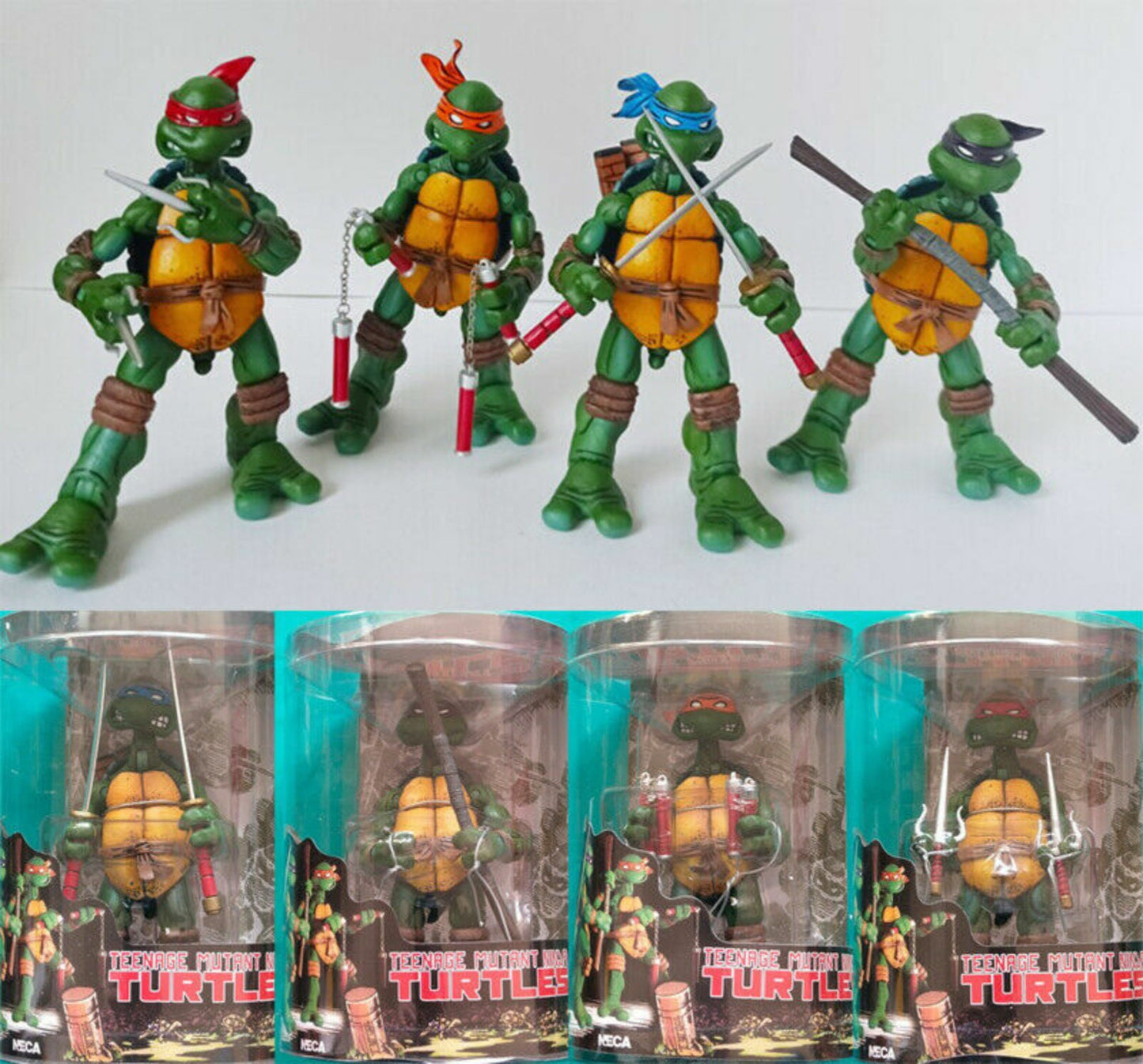 TMNT 4-Piece Action Figure Set – Ninja Turtles Toys with Color Bandannas | Collectible Teenage Mutant Ninja Turtles Figures for Kids & Fans