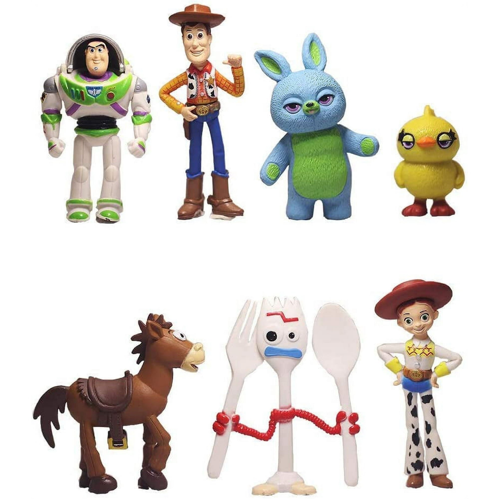 Toy Story 7-Piece Action Figure Set – Woody, Buzz Lightyear, Jessie & Rex | Kids Gift & Party Cake Toppers