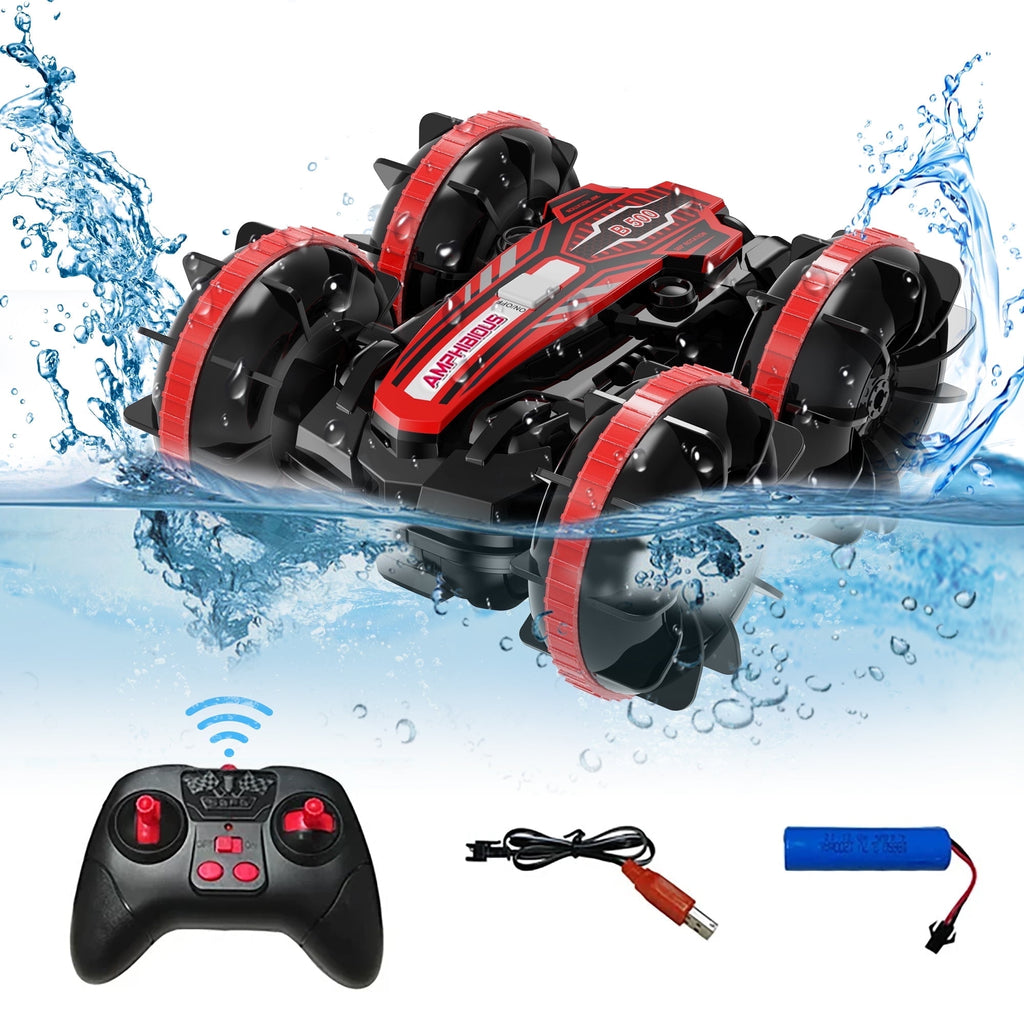 Remote Control Amphibious Car – 2.4GHz 4WD Waterproof Stunt RC Car & Boat for Kids Ages 3+