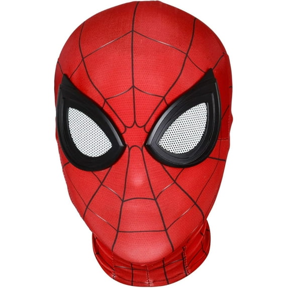 Spider-Man Red & White Polyester Mask – Breathable Lightweight Halloween & Masquerade Costume Accessory