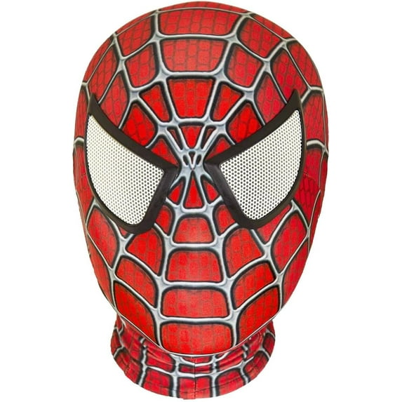 Spider-Man Red & White Polyester Mask – Breathable Lightweight Halloween & Masquerade Costume Accessory