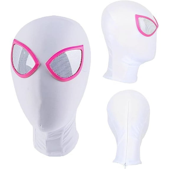 Spider-Man Red & White Polyester Mask – Breathable Lightweight Halloween & Masquerade Costume Accessory