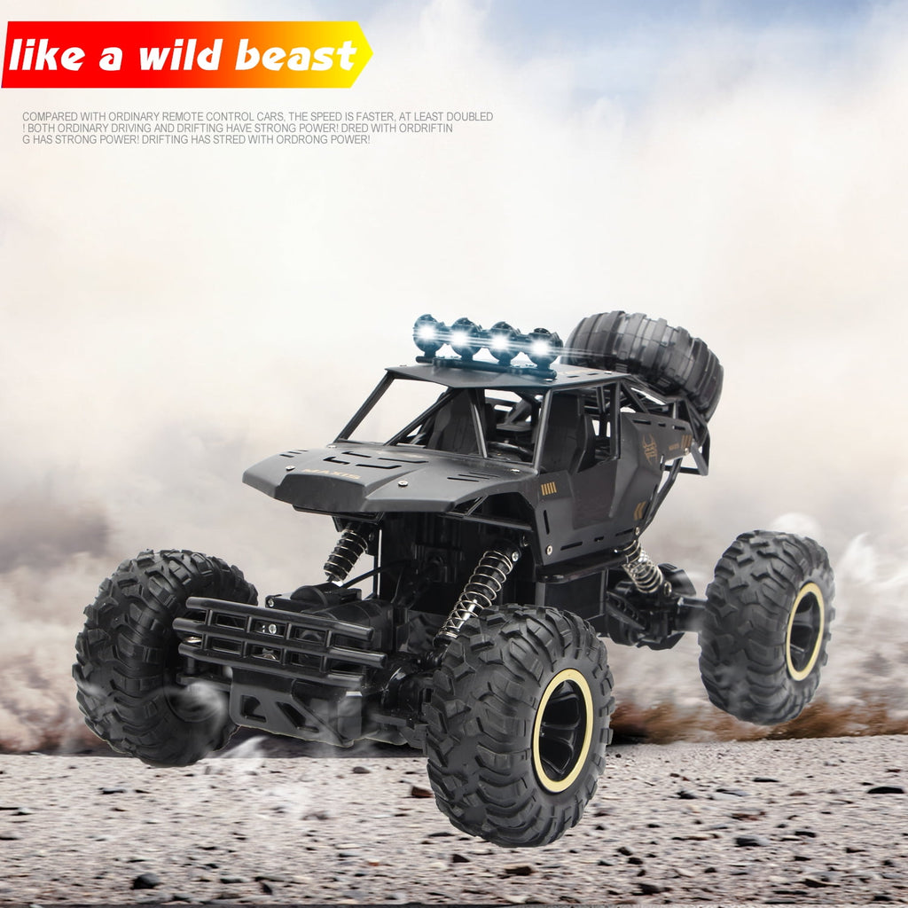 1:12 Scale RC Car – 4WD Off-Road Remote Control Truck with Metal Shell, Dual Motors & 2 Rechargeable Batteries (Black)