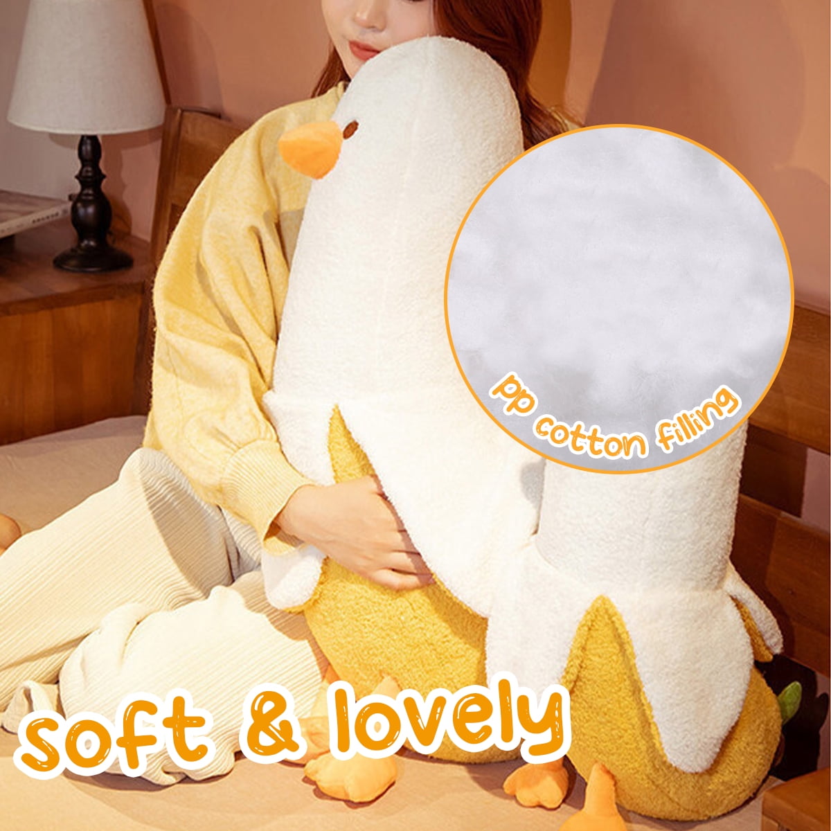 Banana Duck Plush Toy – 12" Soft Fluffy Stuffed Animal Pillow for Kids & Cute Home Décor Gift
