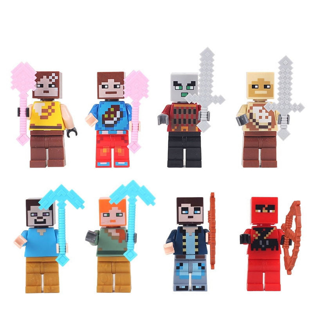 30PCS Minecraft Action Figures Set – 1.77" Mini Figure Playset with Steve, Creeper, Diamond, Wolf & Accessories
