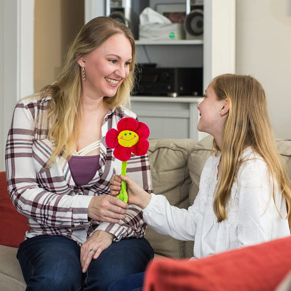 Colorful Plush Flower Bouquet – 11.5" Smiley Face Daisy & Sunflower Plush Toys with Bendable Stems for Kids & Toddlers